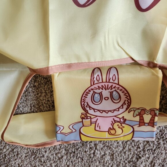 Labubu Yellow Foldable Reusable Shopping Bag with Small Pouch – Nylon - Picture 4 of 12